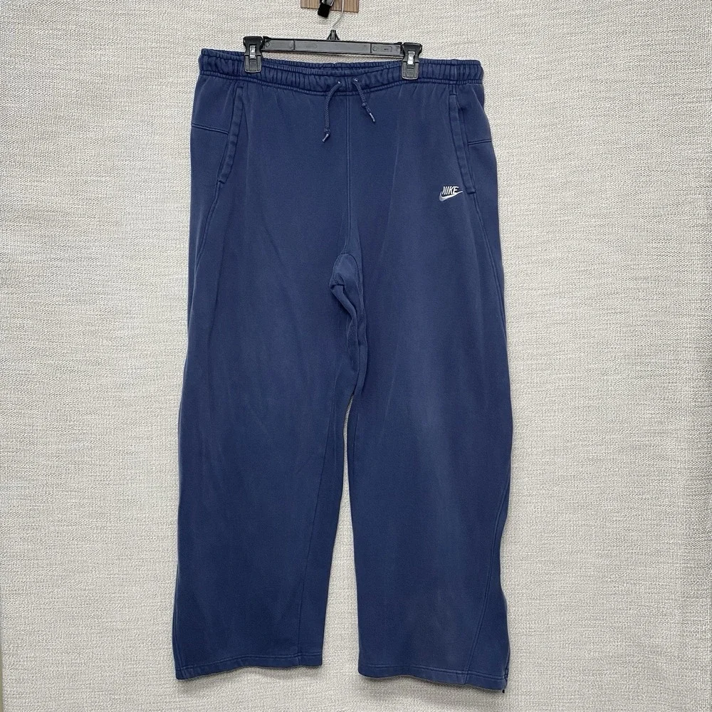 Y2K Nike Sweatpants XL (36x32) Baggy Wide Leg Faded Blue